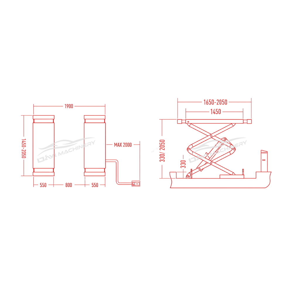 Double Inground Scissor Lift (Model: DY-4SIG-B)
